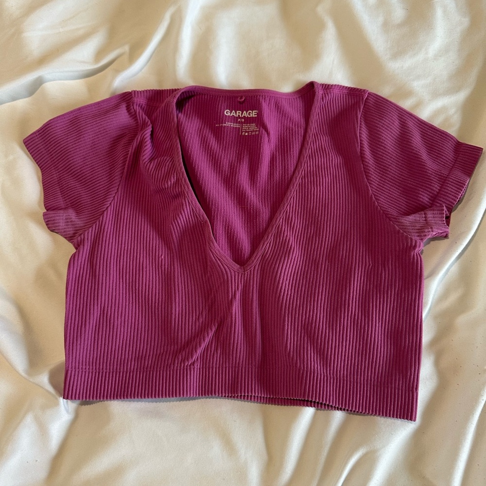 Garage Women's Fuchsia Ribbed Crop Top